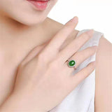 Tibetan Silver Emerald Zircon Resizable Ring for Women