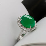 Tibetan Silver Emerald Zircon Resizable Ring for Women