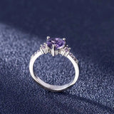 Purple Crystal Heart CZ Tibetan Silver Wedding Ring