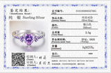 Purple Crystal Heart CZ Tibetan Silver Wedding Ring