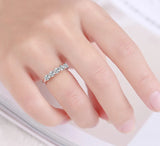 Tibetan Silver CZ Ring Single Row Bright Stone Ring Women Fine Jewelry