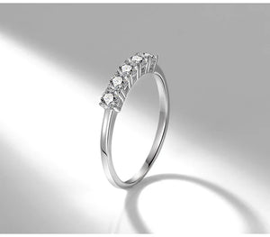 Tibetan Silver CZ Ring Single Row Bright Stone Ring Women Fine Jewelry