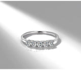 Tibetan Silver CZ Ring Single Row Bright Stone Ring Women Fine Jewelry