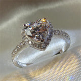 Tibetan Silver Heart Zirconia Ring for Women