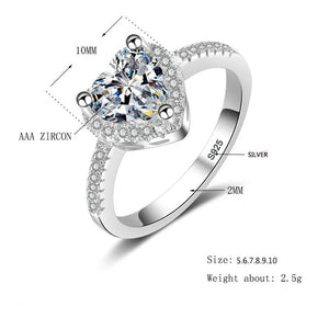 Tibetan Silver Heart Zirconia Ring for Women