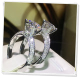 Tibetan Silver Wedding Engagement Ring 2ct CZ Zirconia Rings
