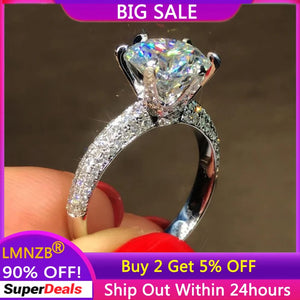 Tibetan Silver Wedding Engagement Ring 2ct CZ Zirconia Rings