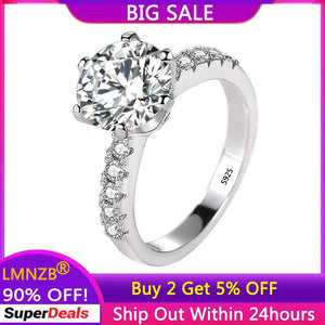 Tibetan Silver Wedding Ring 2CT CZ Zircon Women Jewelry