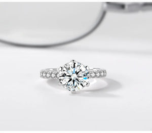 Tibetan Silver Wedding Ring 2CT CZ Zircon Women Jewelry