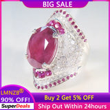 Vintage Big Ruby Rings Real Tibetan Silver Engagement Wedding Jewelry