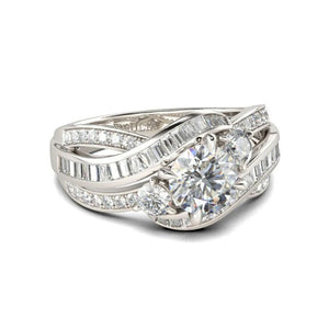 Tibetan Silver Zircon Twist Geometric Ring LR1005