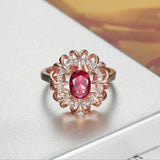 Simulated Ruby Ring Rose Red Crystal Engagement Band Wedding Party Jewelry