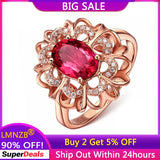 Simulated Ruby Ring Rose Red Crystal Engagement Band Wedding Party Jewelry