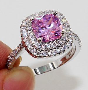 Tibetan Silver Flower CZ Zircon Ring Wedding Jewelry R680