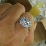 Tibetan Silver Flower CZ Zircon Ring Wedding Jewelry R680