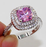 Tibetan Silver Flower CZ Zircon Ring Wedding Jewelry R680