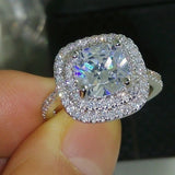 Tibetan Silver Flower CZ Zircon Ring Wedding Jewelry R680
