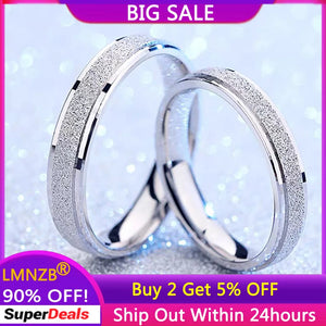 Tibetan Silver Couple Rings Frosted Anniversary Wedding Band