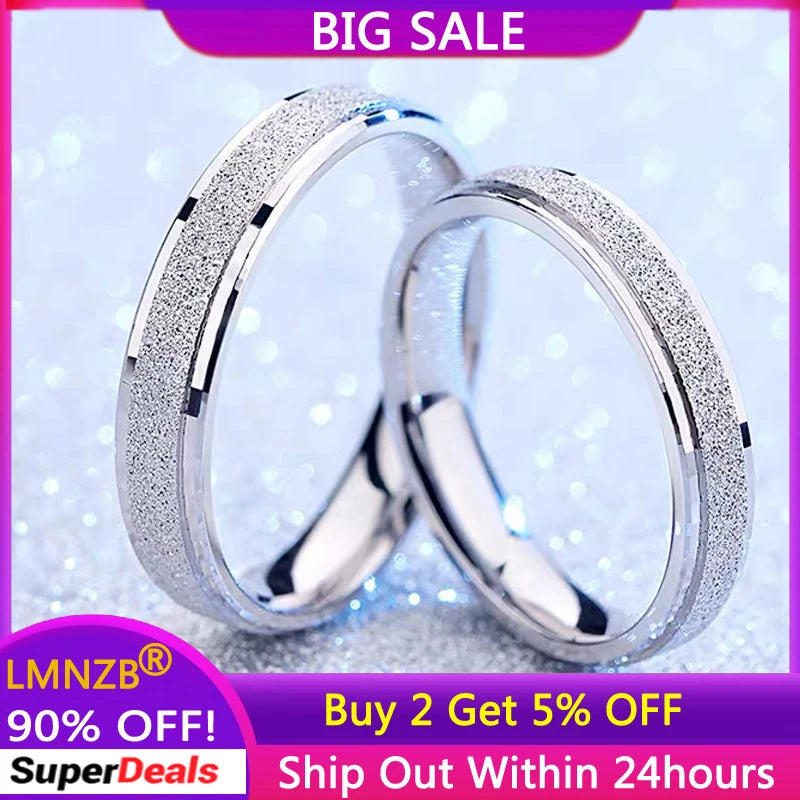 Tibetan Silver Couple Rings Frosted Anniversary Wedding Band