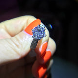 Tibetan Silver Rings for Women 2ct Zircon CZ Wedding Band