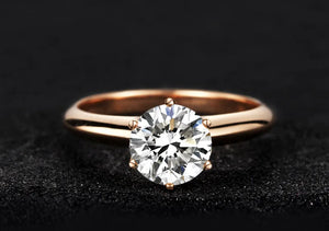 Rose Rings for Women 8*8mm Clear Zirconia Wedding Band