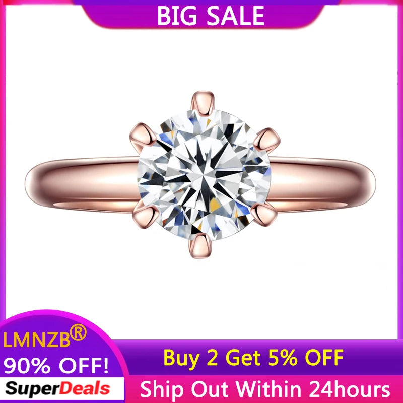 Rose Rings for Women 8*8mm Clear Zirconia Wedding Band