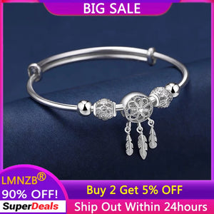 Tibetan Silver Tassel Feather Bracelet for Women