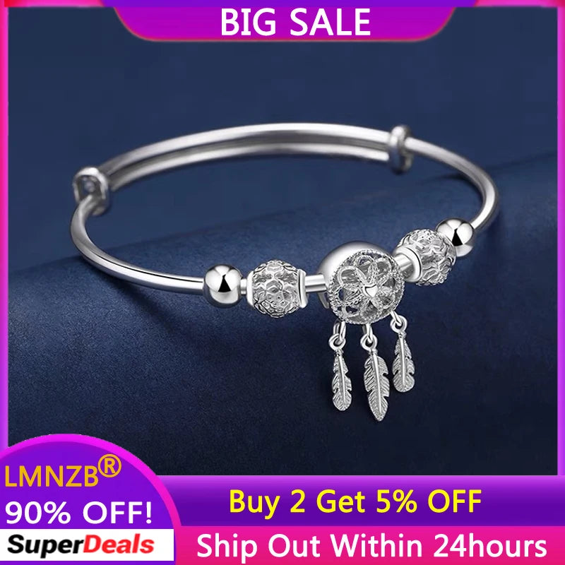 Tibetan Silver Tassel Feather Bracelet for Women