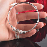 Tibetan Silver Tassel Feather Bracelet for Women