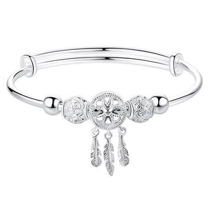 Tibetan Silver Tassel Feather Bracelet for Women