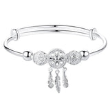 Tibetan Silver Tassel Feather Bracelet for Women
