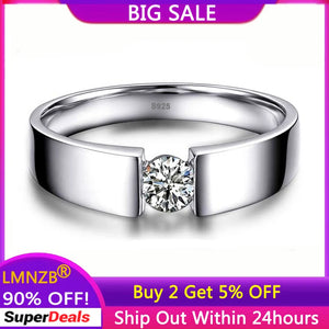 Tibetan Silver Ring Men 1.0ct Zirconia Wedding Band