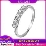 Silver Zircon CZ Wedding Female Finger Rings Eternity Geometric