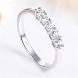 Silver Zircon CZ Wedding Female Finger Rings Eternity Geometric