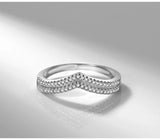 Zircon Chevron V Ring Tibetan Silver Women's Jewelry