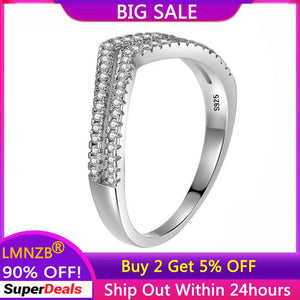 Zircon Chevron V Ring Tibetan Silver Women's Jewelry
