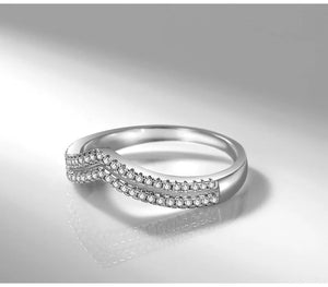 Zircon Chevron V Ring Tibetan Silver Women's Jewelry