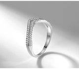 Zircon Chevron V Ring Tibetan Silver Women's Jewelry
