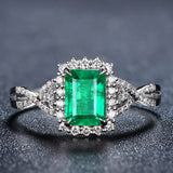 Square Emerald Ring Style Finger Rings Engagement Wedding Tibetan Silver Jewelry