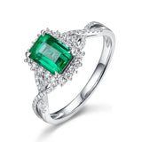 Square Emerald Ring Style Finger Rings Engagement Wedding Tibetan Silver Jewelry