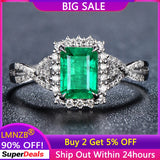 Square Emerald Ring Style Finger Rings Engagement Wedding Tibetan Silver Jewelry