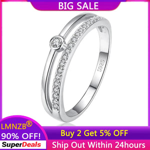 Tibetan Silver Line Sense Ring Clear CZ Women Wedding Jewelry R12051