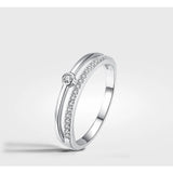 Tibetan Silver Line Sense Ring Clear CZ Women Wedding Jewelry R12051