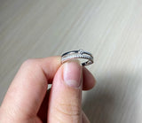 Tibetan Silver Line Sense Ring Clear CZ Women Wedding Jewelry R12051