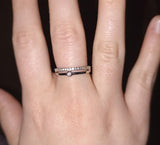 Tibetan Silver Line Sense Ring Clear CZ Women Wedding Jewelry R12051
