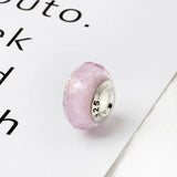 Tibetan Silver Pink Glass Beads for Bracelet DIY Women Jewelry