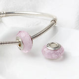 Tibetan Silver Pink Glass Beads for Bracelet DIY Women Jewelry