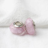 Tibetan Silver Pink Glass Beads for Bracelet DIY Women Jewelry