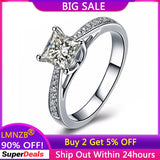 Clear Zircon Crystal Ring Women Tibetan Silver Engagement Wedding Band R027