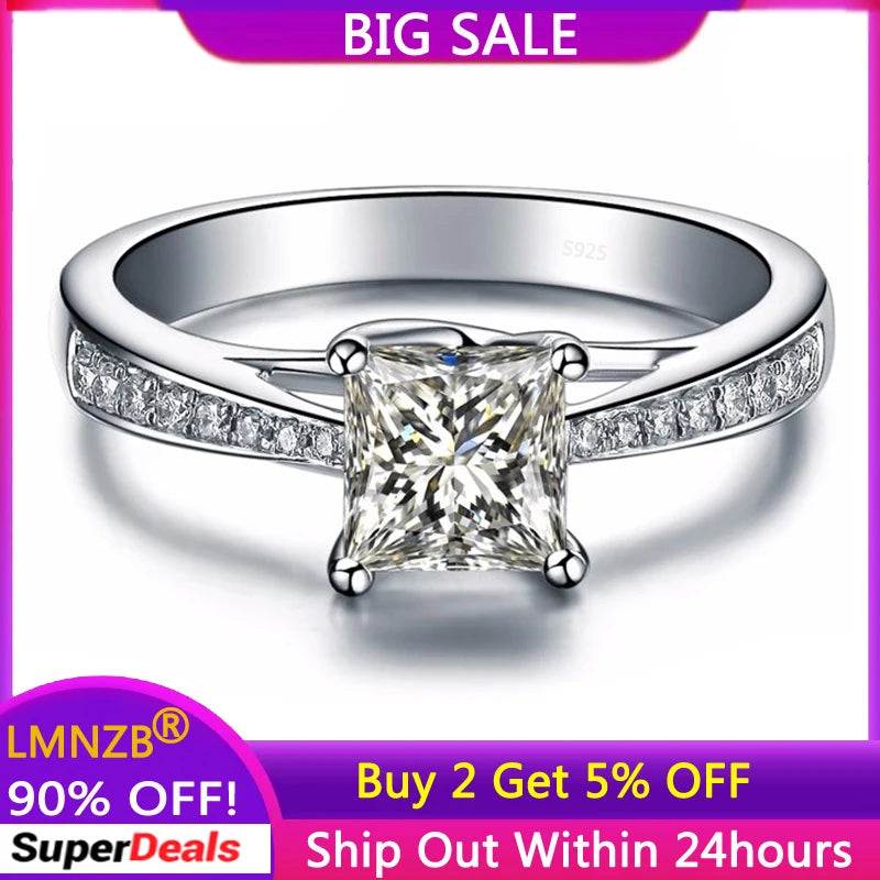 Clear Zircon Crystal Ring Women Tibetan Silver Engagement Wedding Band R027